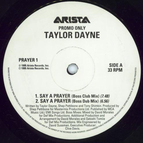 Taylor Dayne Say A Prayer 12" vinyl single (12 inch record / Maxi-single) UK TAY12SA54246
