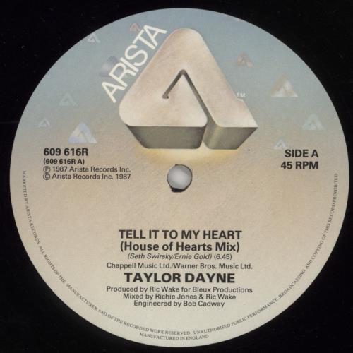 Taylor Dayne Tell It To My Heart 12" vinyl single (12 inch record / Maxi-single) UK TAY12TE64937