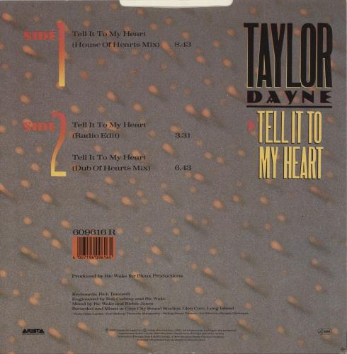 Taylor Dayne Tell It To My Heart 12" vinyl single (12 inch record / Maxi-single) UK TAY12TE64937