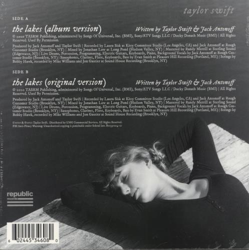 Taylor Swift The Lakes - Clear Vinyl - RSD22 7" vinyl single (7 inch record / 45) US T5007TH871906