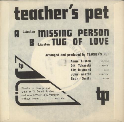 Teacher's Pet Missing Person 7" vinyl single (7 inch record / 45) UK 4FF07MI864287
