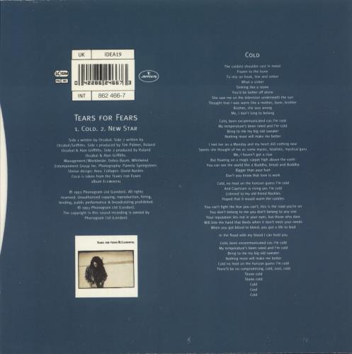 Tears For Fears Cold 7" vinyl single (7 inch record / 45) UK TFF07CO89433