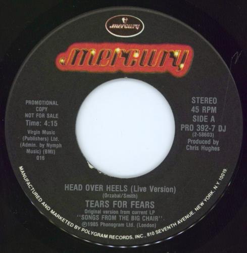 Tears For Fears Head Over Heels 7" vinyl single (7 inch record / 45) US TFF07HE57320