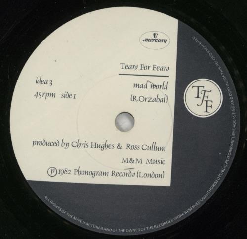 Tears For Fears Mad World - paper label 7" vinyl single (7 inch record / 45) UK TFF07MA681978