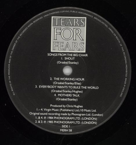 Tears For Fears Songs From The Big Chair - 1st - EX vinyl LP album (LP record) UK TFFLPSO865514