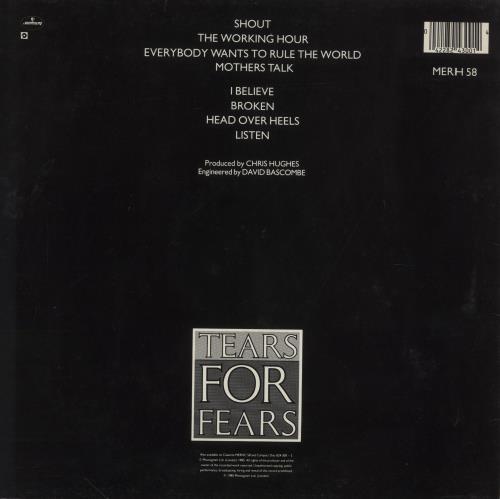 Tears For Fears Songs From The Big Chair - VG + Inner vinyl LP album (LP record) UK TFFLPSO854037