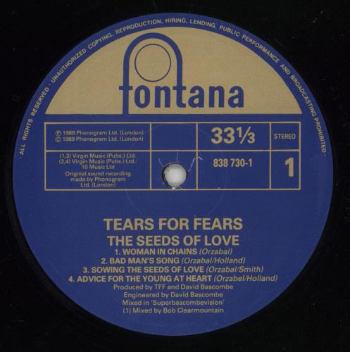 Tears For Fears The Seeds Of Love - Hype Stickered vinyl LP album (LP record) UK TFFLPTH214834