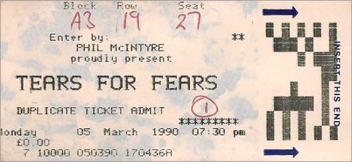 Tears For Fears VIP Pass & Complimentary Ticket tour pass UK TFFTPVI488139
