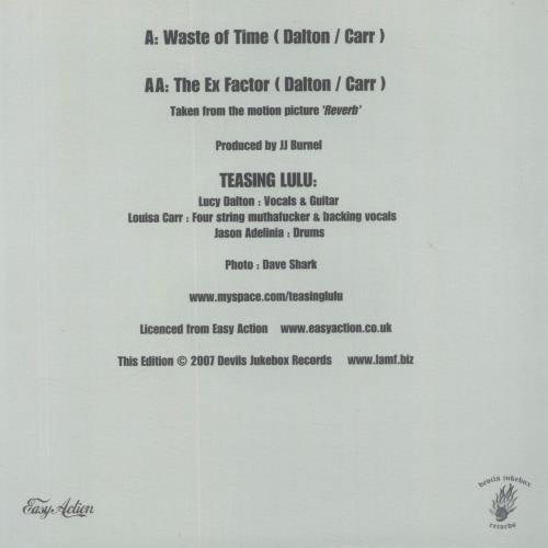 Teasing Lulu Waste Of Time - Pink Vinyl 7" vinyl single (7 inch record / 45) UK 5EK07WA823460