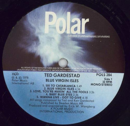 Ted Gardestad Blue Virgin Isles vinyl LP album (LP record) Swedish TQ0LPBL828262