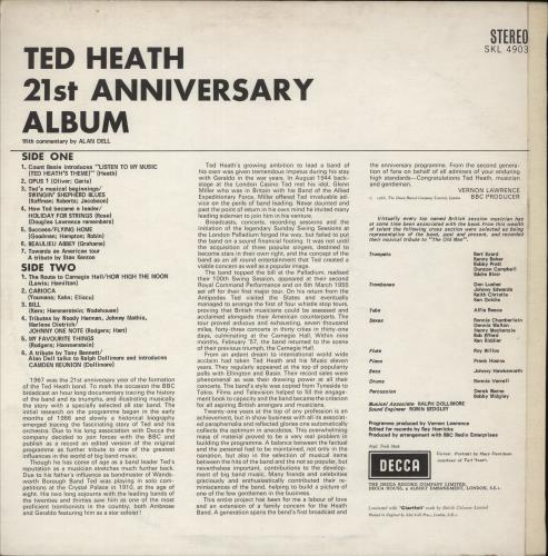 Ted Heath 21st Anniversary Album vinyl LP album (LP record) UK HE3LPST566742