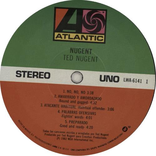 Ted Nugent Nugent vinyl LP album (LP record) Mexican TEDLPNU656348