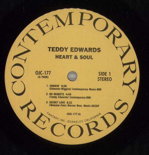 Teddy Edwards Heart & Soul vinyl LP album (LP record) US EWALPHE875614