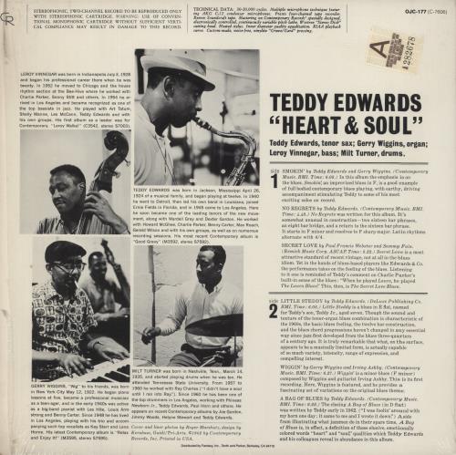 Teddy Edwards Heart & Soul vinyl LP album (LP record) US EWALPHE875614