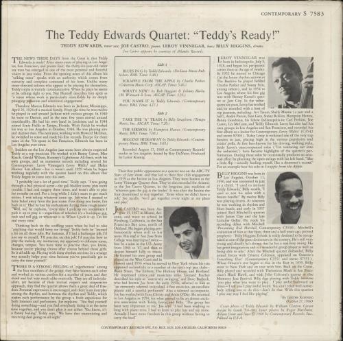 Teddy Edwards Teddy's Ready! vinyl LP album (LP record) US EWALPTE533013