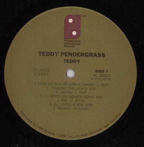 Teddy Pendergrass Teddy vinyl LP album (LP record) US PNGLPTE846835