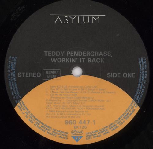 Teddy Pendergrass Workin' It Back vinyl LP album (LP record) German PNGLPWO891767