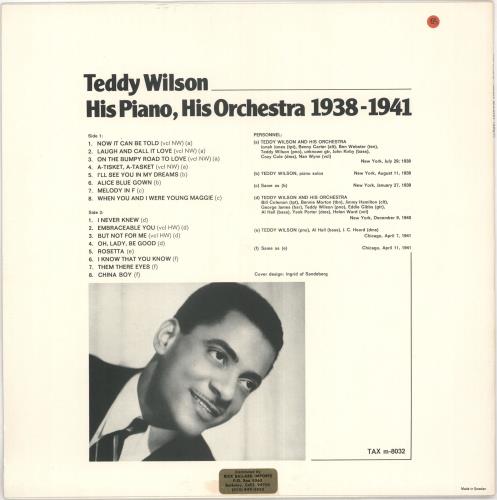Teddy Wilson His Piano, His Orchestra 1938-1941 vinyl LP album (LP record) Swedish TW0LPHI722010
