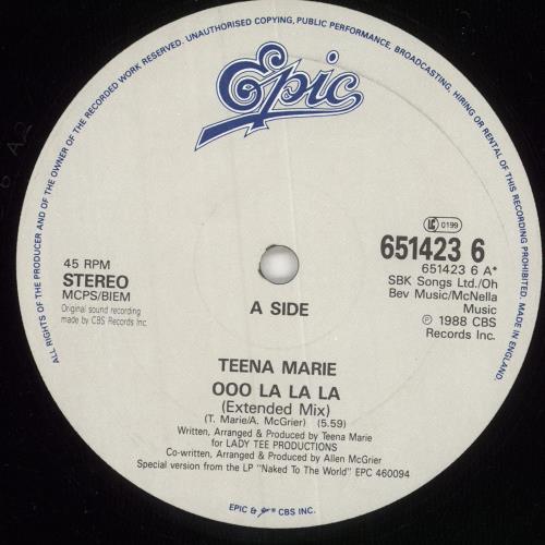 Teena Marie Ooo La La La 12" vinyl single (12 inch record / Maxi-single) UK TF712OO749934