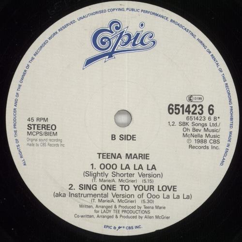 Teena Marie Ooo La La La 12" vinyl single (12 inch record / Maxi-single) UK TF712OO749934