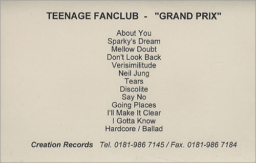 Teenage Fanclub Grand Prix cassette album UK TFCCLGR285099