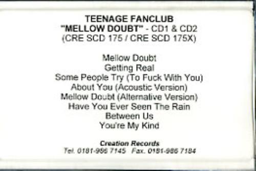 Teenage Fanclub Mellow Doubt - CD1+CD2 cassette single UK TFCCSME288108