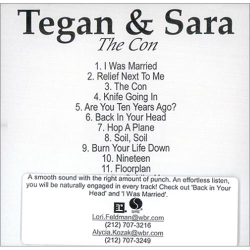 Tegan & Sara The Con / A Brief History CD-R acetate US T1-CRTH413816