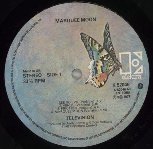 Television Marquee Moon - 2nd vinyl LP album (LP record) UK TLVLPMA858488