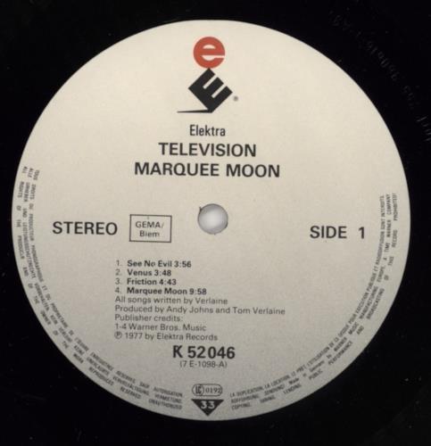 Television Marquee Moon vinyl LP album (LP record) German TLVLPMA767209