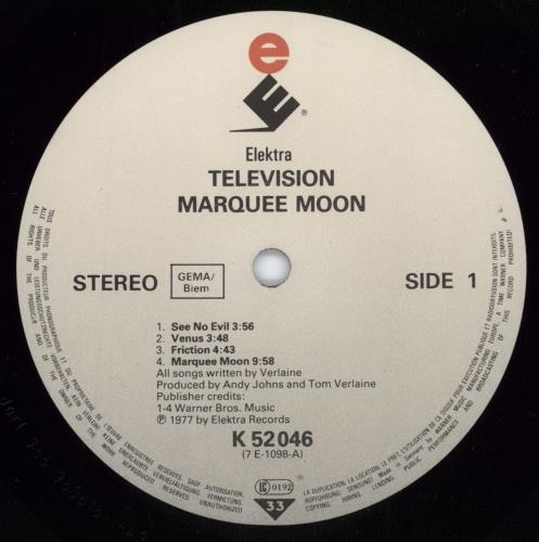Television Marquee Moon vinyl LP album (LP record) UK TLVLPMA773677
