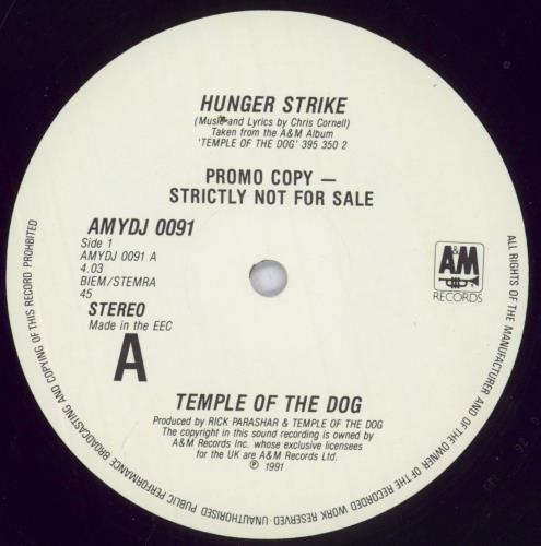 Temple of the Dog Hunger Strike 12" vinyl single (12 inch record / Maxi-single) UK TPL12HU172065