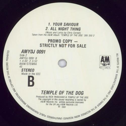 Temple of the Dog Hunger Strike 12" vinyl single (12 inch record / Maxi-single) UK TPL12HU172065