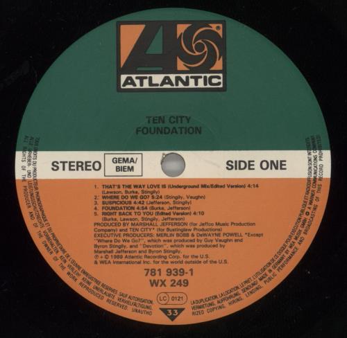 Ten City Foundation - EX vinyl LP album (LP record) UK TCYLPFO881714