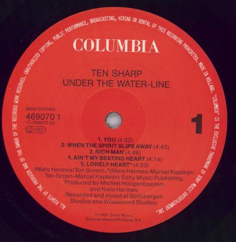 Ten Sharp Under The Water-Line - Hype Sticker vinyl LP album (LP record) Dutch TENLPUN823748