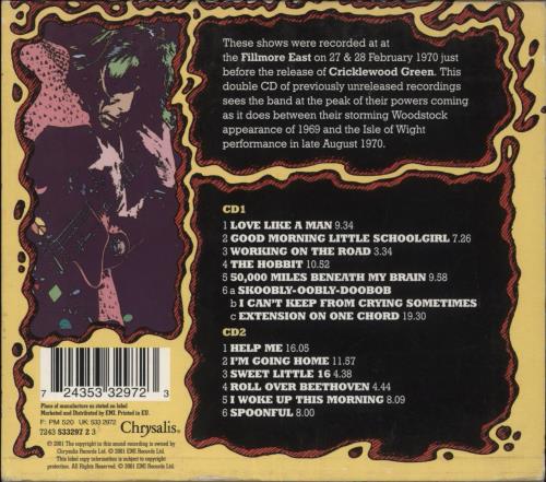 Ten Years After Live At The Fillmore East - 1970 2 CD album set (Double CD) UK TYA2CLI858570