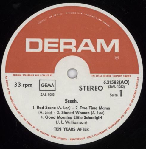 Ten Years After Ssssh! 2nd vinyl LP album (LP record) German TYALPSS817520