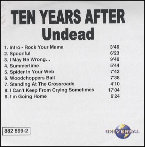Ten Years After Undead CD-R acetate UK TYACRUN230995