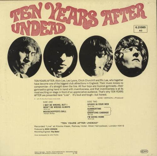 Ten Years After Undead vinyl LP album (LP record) German TYALPUN887188