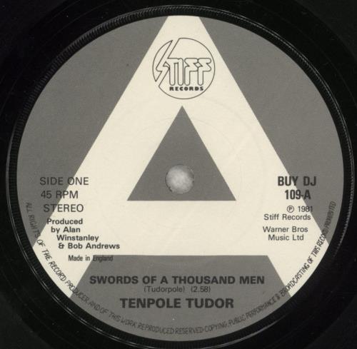 Tenpole Tudor The Swords Of A Thousand Men - Cavalier Sleeve 7" vinyl single (7 inch record / 45) UK TTU07TH874465