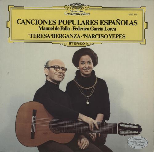 Tereza Berganza & Narciso Yepes Canciones Populares Espa�olas vinyl LP album (LP record) UK YE9LPCA676031
