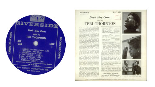 Teri Thornton Devil May Care vinyl LP album (LP record) US UEYLPDE545667