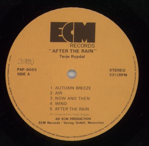 Terje Rypdal After The Rain vinyl LP album (LP record) Japanese VGRLPAF876681