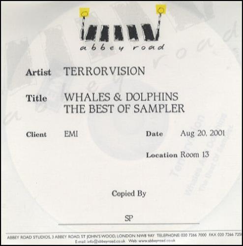 Terrorvision Whales & Dolphins The Best Of Sampler CD-R acetate UK TVSCRWH198890