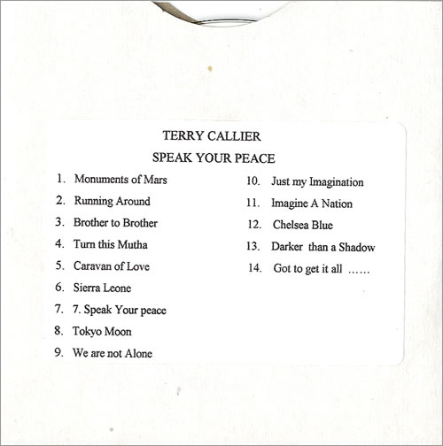 Terry Callier Speak Your Peace CD-R acetate UK T7CCRSP483396