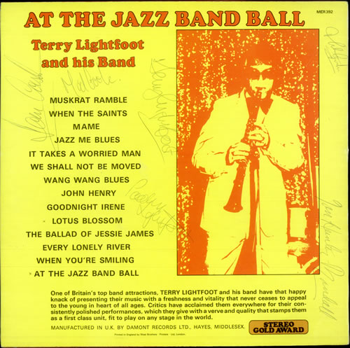 Terry Lightfoot At The Jazz Band Ball - Fully Autographed vinyl LP album (LP record) UK 1TLLPAT511881
