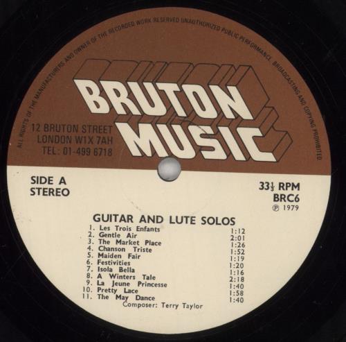 Terry Taylor Guitar And Lute vinyl LP album (LP record) UK 8FTLPGU855906