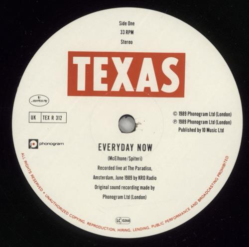 Texas Everyday Now Live EP 12" vinyl single (12 inch record / Maxi-single) UK TEX12EV70017