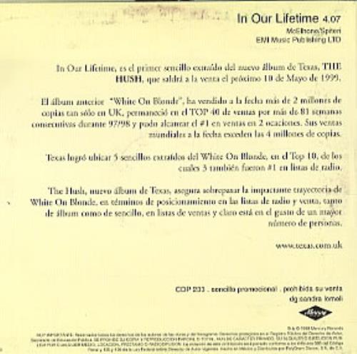 Texas In Our Lifetime CD single (CD5 / 5") Mexican TEXC5IN323903