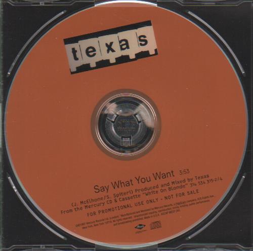 Texas Say What You Want CD single (CD5 / 5") US TEXC5SA92204