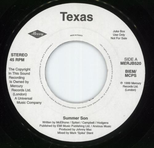 Texas Summer Son 7" vinyl single (7 inch record / 45) French TEX07SU872966